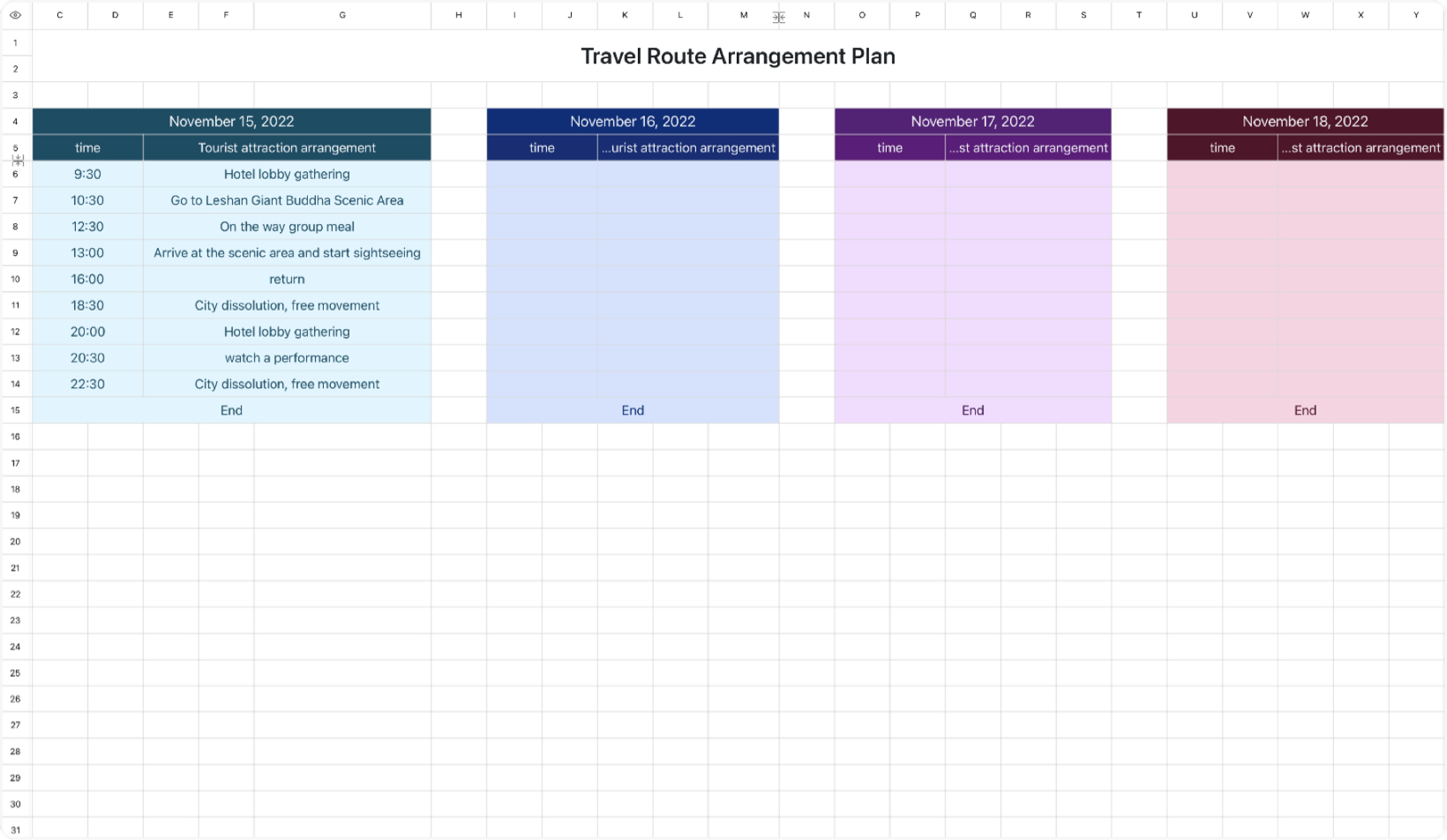 Travel Route Arrangement Plan